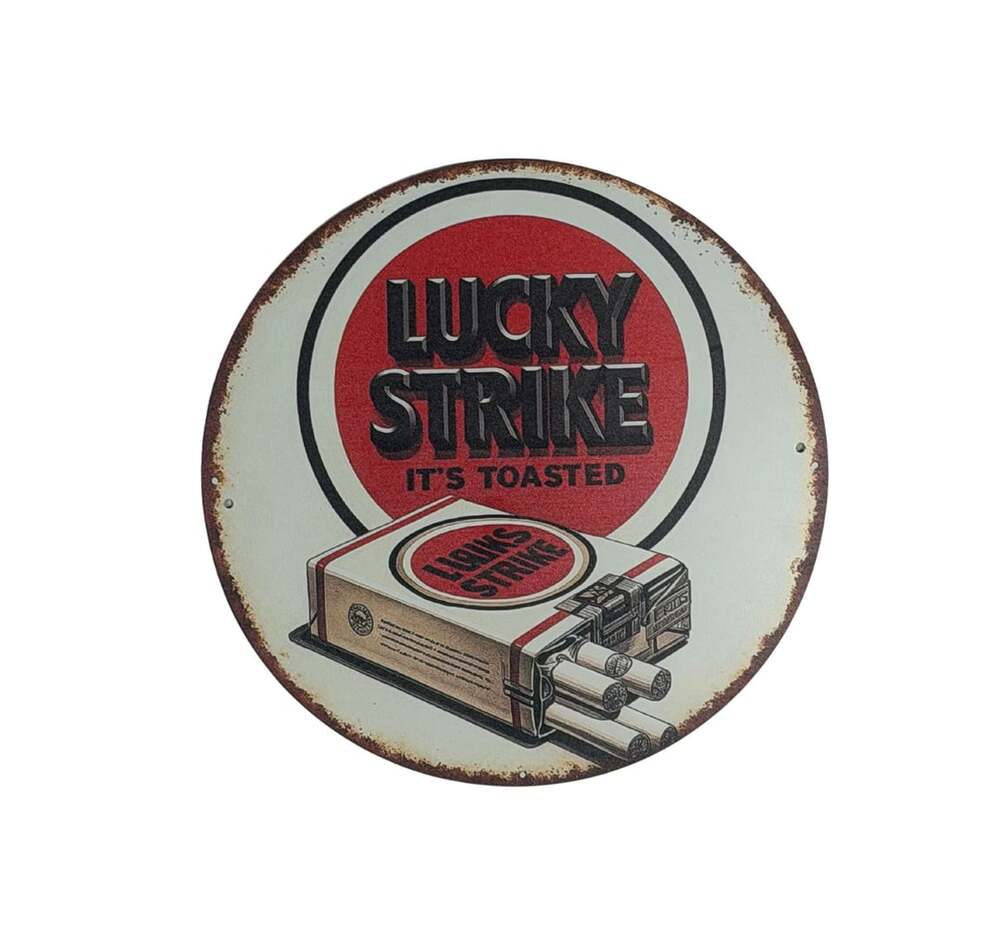 Lucky Strike Vintage Style Metal Sign 8” Inch Round